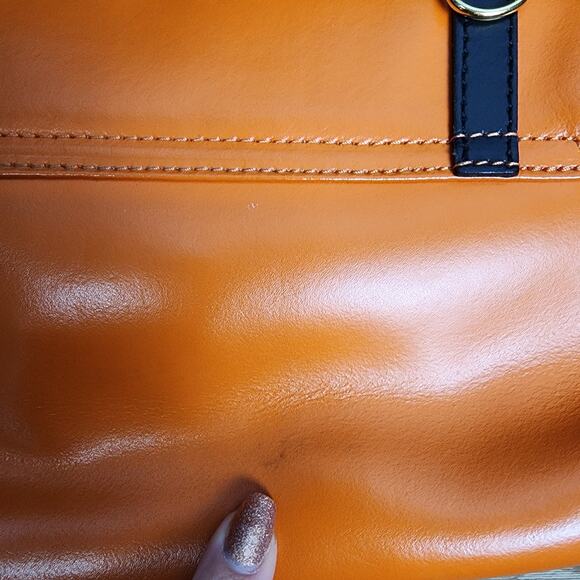 Braccialini Retro Color Block Italian Leather Top Handle Bag Crossbody - Picture 13 of 13